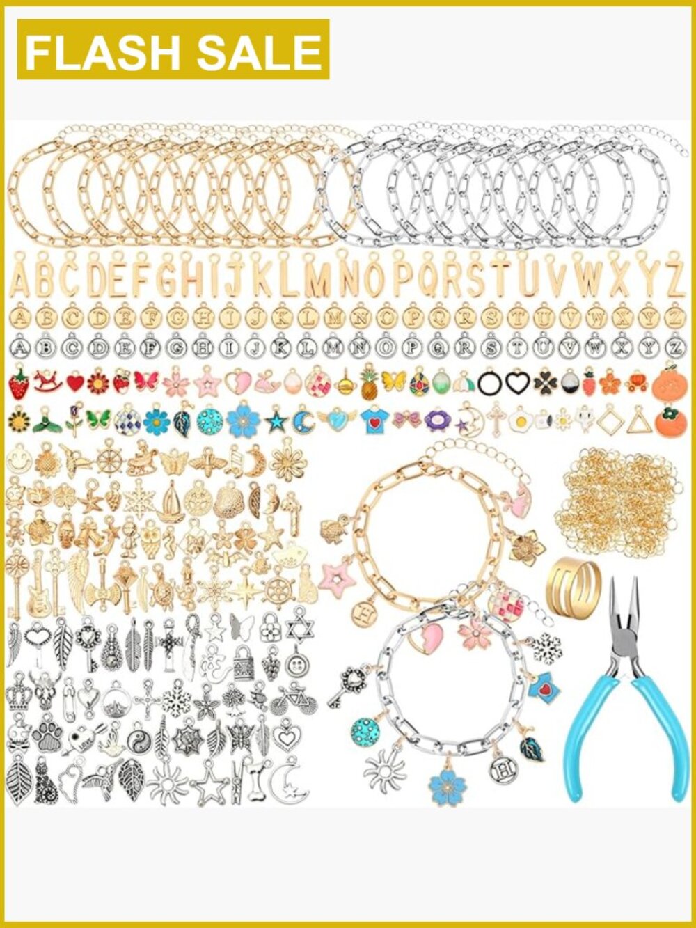486pc Charm Bracelet Making Kit with Bangles & Tools